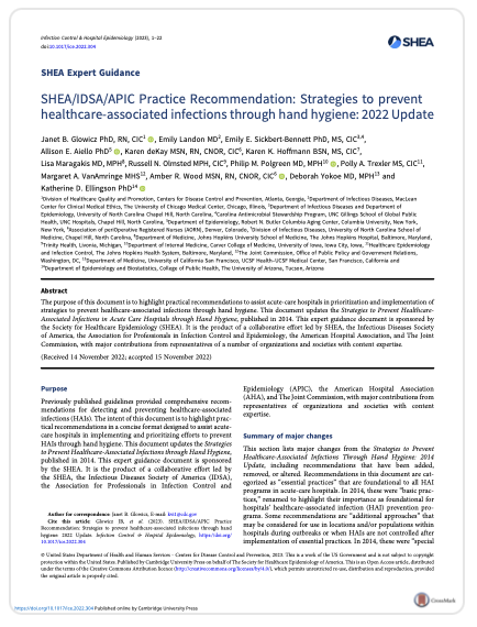 SHEA/IDSA/APIC Practice Recommendation
